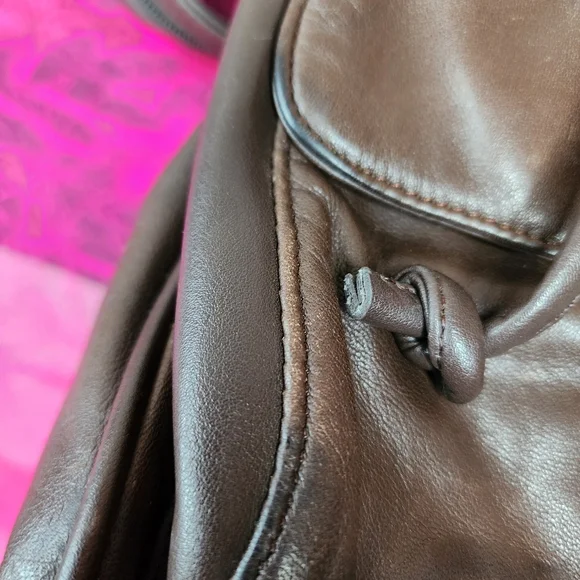 Charter Club Classics Medium Brown Leather Sling Backpack Purse with Drawstring. - Picture 8 of 9